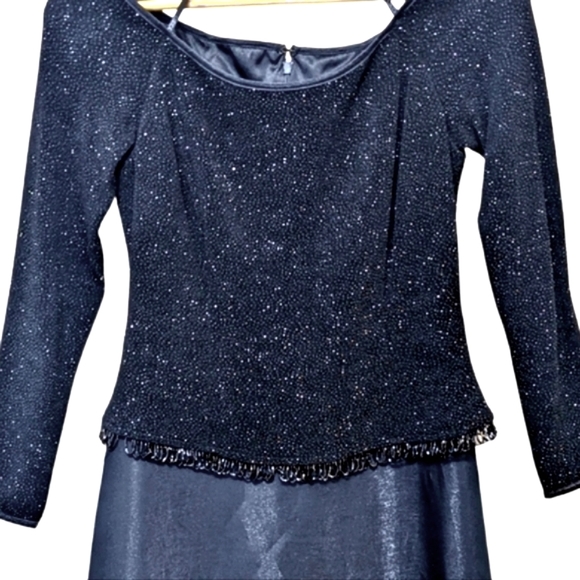 Betsey & Adam by Jaslene formal long dress, long sleeves, bead accents black - Picture 2 of 6